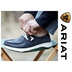 Ariat Hilo Black Floral Embossed Women's Slip On Shoes Size 11 Style 10047014